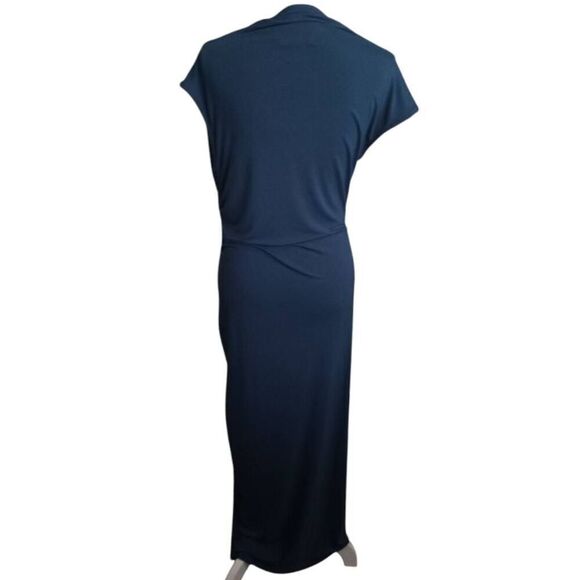 MEROKEEY BODYCON CAP SLEEVE MOCK NECK DRESS GREEN/TEAL SZ.L NWT. - Picture 7 of 11